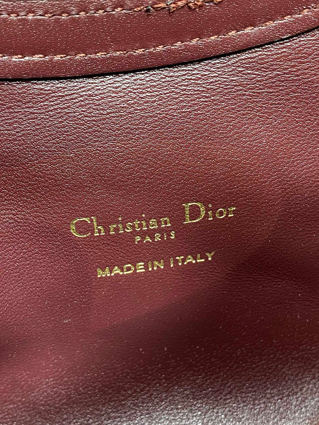 DIOR 25S JOLIE TOP HANDLE MINI BAG 18 IN BURGUNDY CALFSKIN GOLD HARDWARE